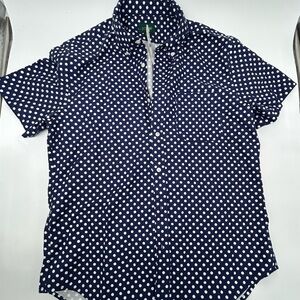 J. Crew Blue and White Polka Dot Shirt